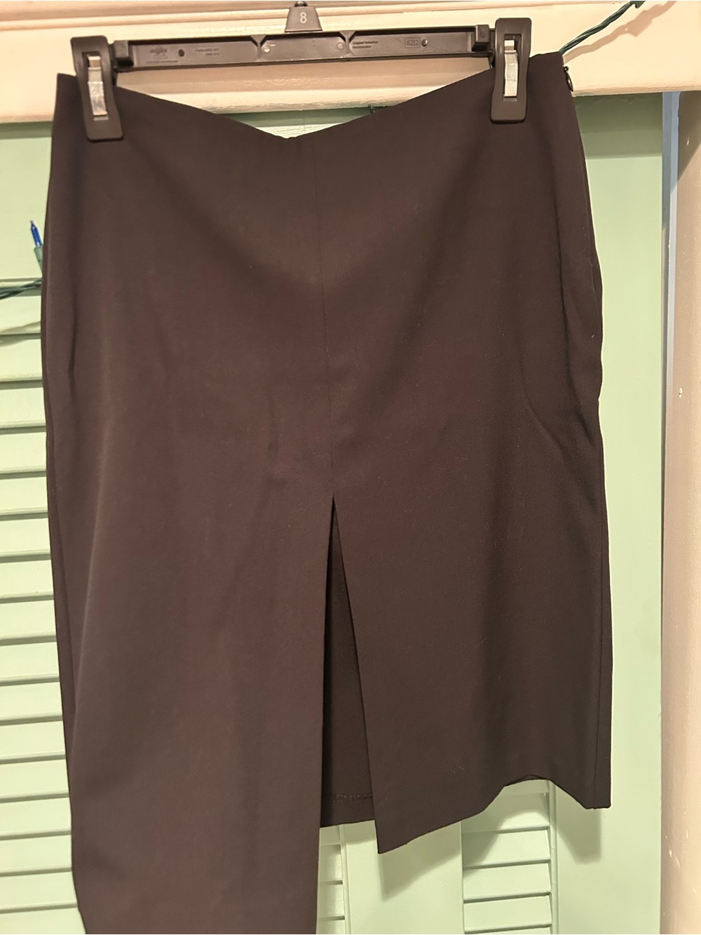 Sisley Black Pencil Skirt with Front Slit